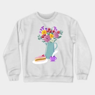 Cake Flowers and Tea Crewneck Sweatshirt